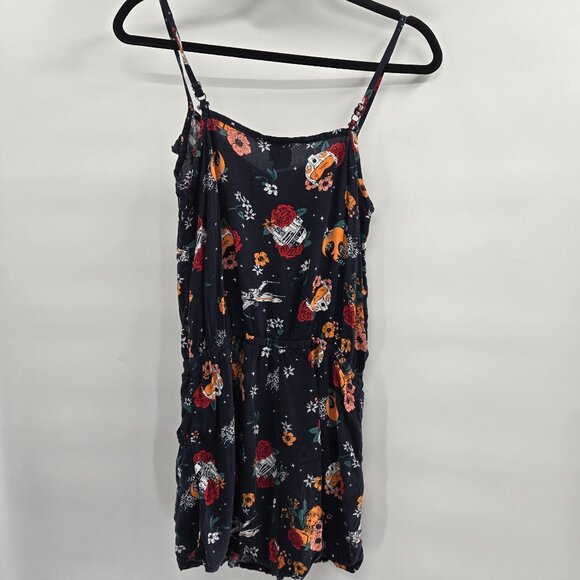 Her Universe Star Wars Black Floral Romper Tie-Front Pockets Size Small - Picture 2 of 11